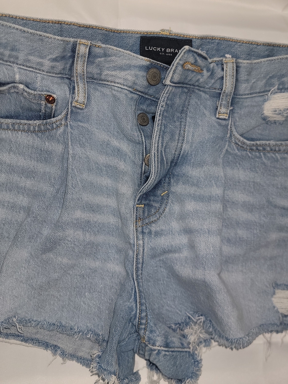 Lucky Brand Light Wash Mom High Rise Denim Shorts